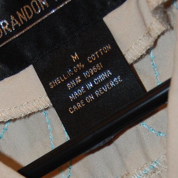 Brandon Thomas Women's Beige W/ Blue Seed Bead Embroidery Jacket Size Medium - Picture 9 of 13